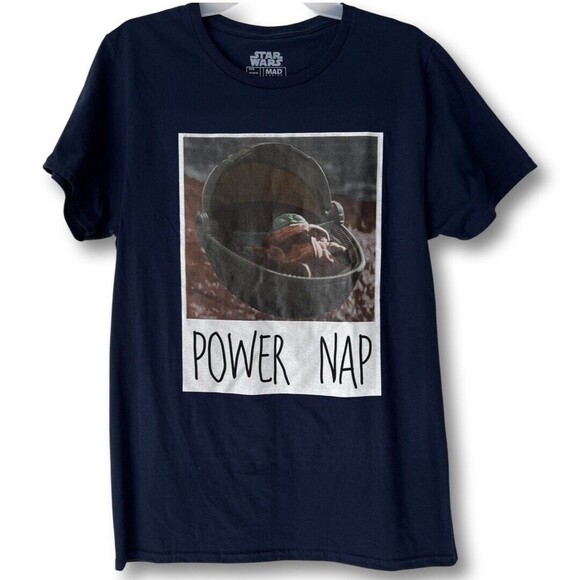 Grogu "Power Nap" Mandalorian Blue T-Shirt (MED) Star Wars Baby Yoda NWT - Picture 2 of 3